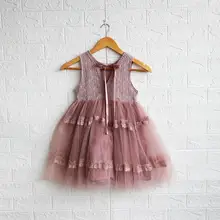 Летние изысканные кружевные сетчатые платья для девочек, принцесса, детское милое платье, 5 шт./партия