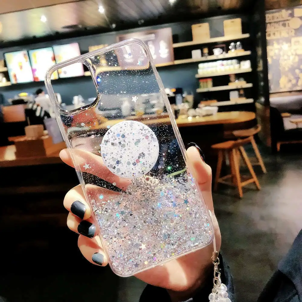 Блестящий чехол с подставкой для Samsung Galaxy S10 Plus S20 A50 A10 A20 A30 A40 A70 Note 10 9 8 S9 Plus|Бамперы|