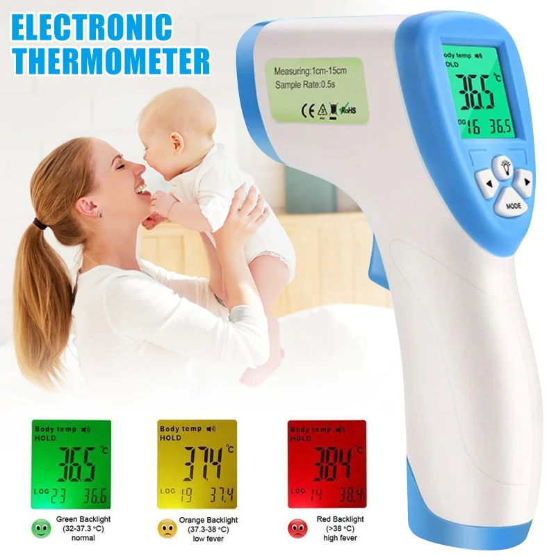 

1PCS Non-contact Infrared Forehead Thermometer No-contact Digital Thermometers Forehead Measuring LCD Display Temperature Meter