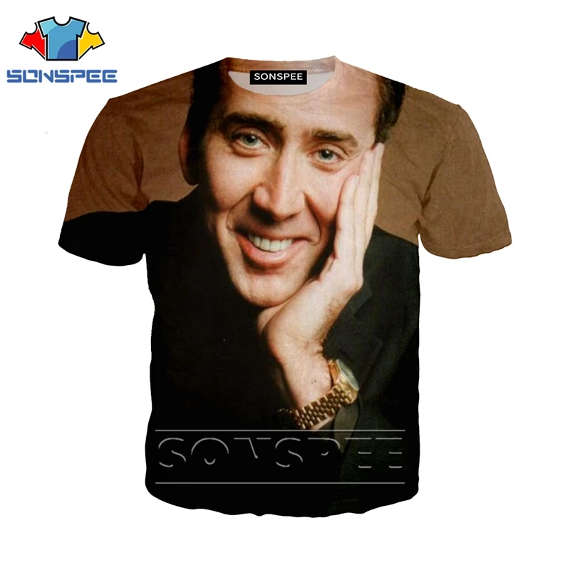 Футболка с 3d принтом Аниме Мужская и женская модная футболка Nicolas Cage Crazy Funny Stare kid Harajuku, футболки, Забавные футболки homme, футболка A64