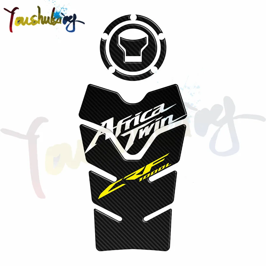 

For Honda CRF1000L Africa Twin 2016-2019 2018 2017 Fiber texture Motorcycle Fuel Tank Pad Cap Decals Gas Cap Sticker