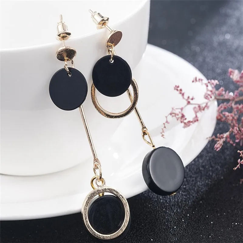 Асимметричные серьги-подвески для женщин акриловые золотистые украшения ушей