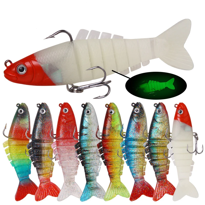 

9cm/17.5g Multi-section Soft Silicone Lures With Lead Head Jig Fishing Lure Carp Fishing Bait with Treble Hook Tackle