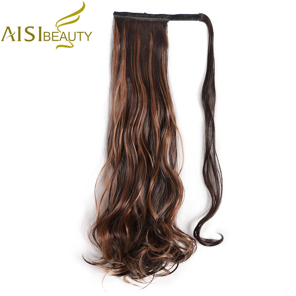 

AISI BEAUTY 22" Long Wavy Wrap Around Clip In Ponytail Hair Extension Synthetic Natural Wave Pony Tail Fake Hair Heat Resistant