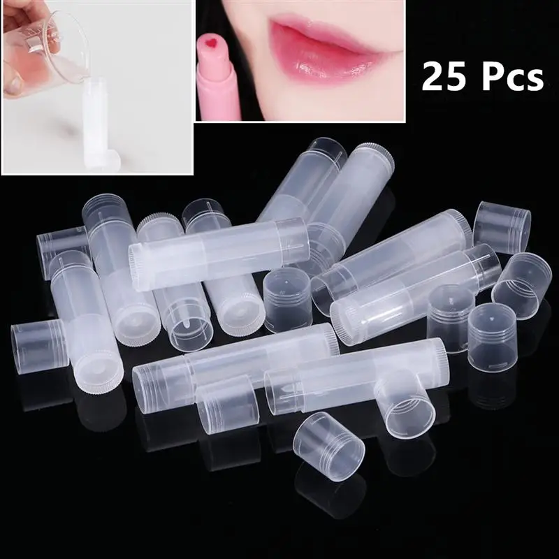 25pcs/lot Kit Tubes With Caps Lip Tintgloss Tube Container DIY Empty Kit Lip Tintstick Balm Tube