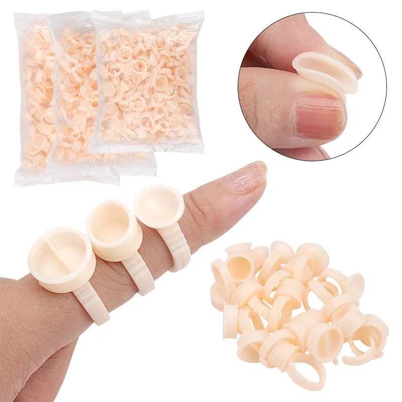 100Pcs Silikon Einweg Kleber Ring Tasse Tattoo Ink Cups Für Wimpern Verlängerung Liefert Zubehör Tattoo Make-Up-Tool – Detail 1
