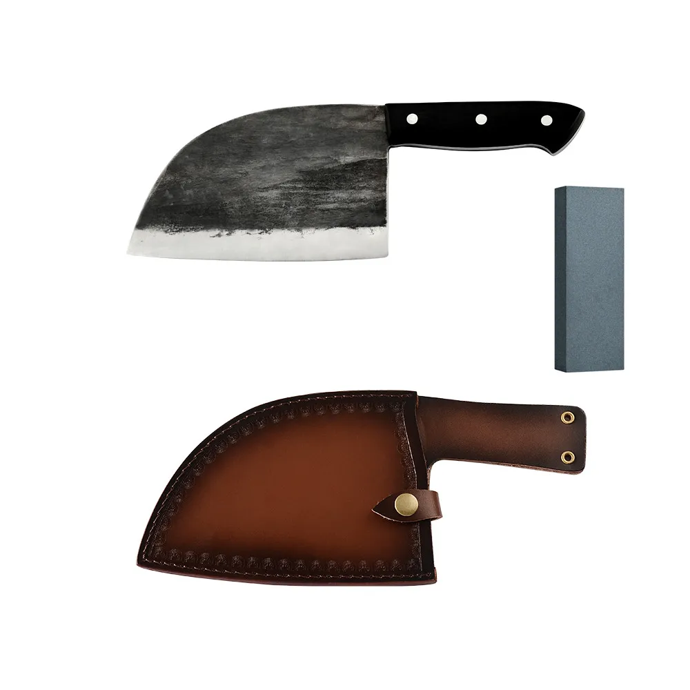 Sowoll 6,5 ''ручной работы кованый кухонный нож Мясник шеф-повара нож высокоуглеродистой стали нож для нарезки полный Tang ручка кухонный инструмент - Цвет: F.3PCS SET