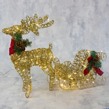 

Figure "Deer with a golden sleigh", Deer: 50 cm, 40 LED, Sleigh: 25x40x16 cm, 30 LED, 220 V, T / WHITE 36620