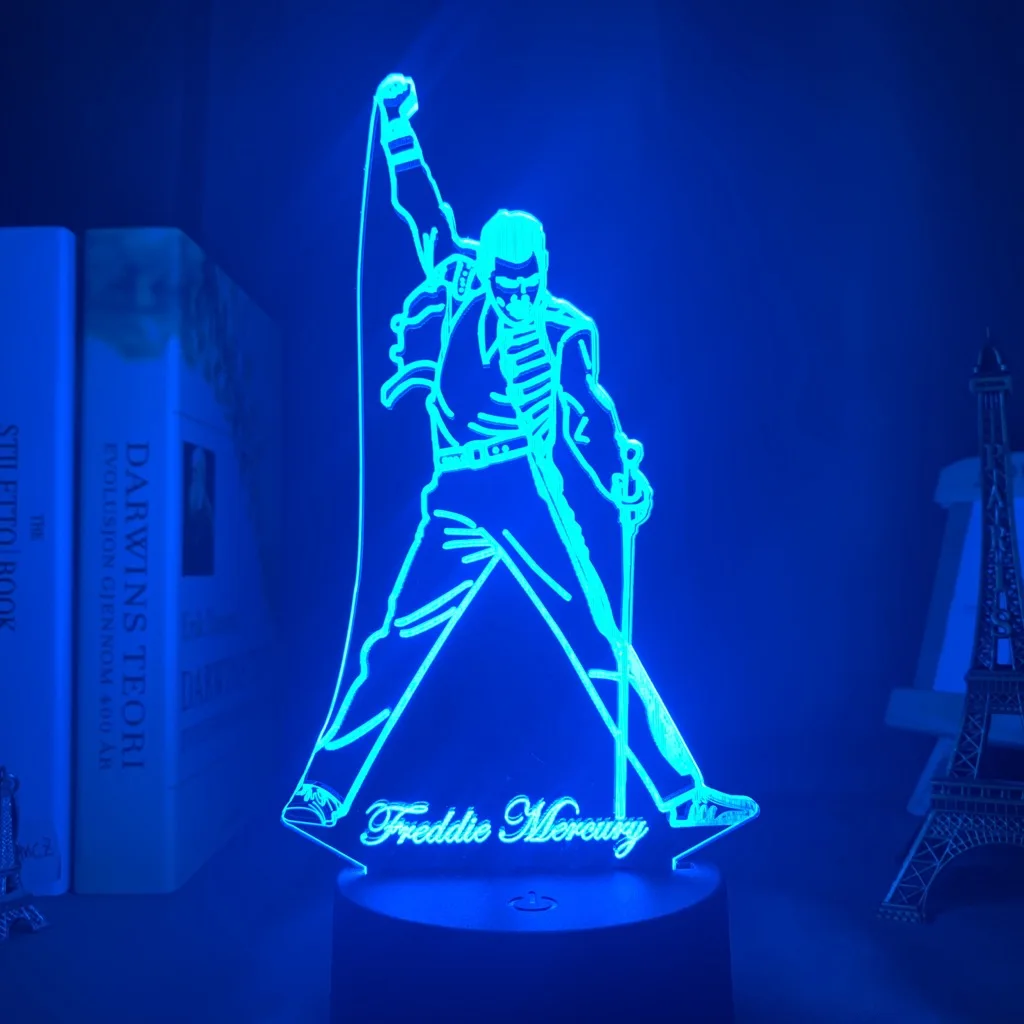 3D светодиодный ночник лампа британский певец Freddie Mercury ночной Светильник для офиса украшение дома лучший