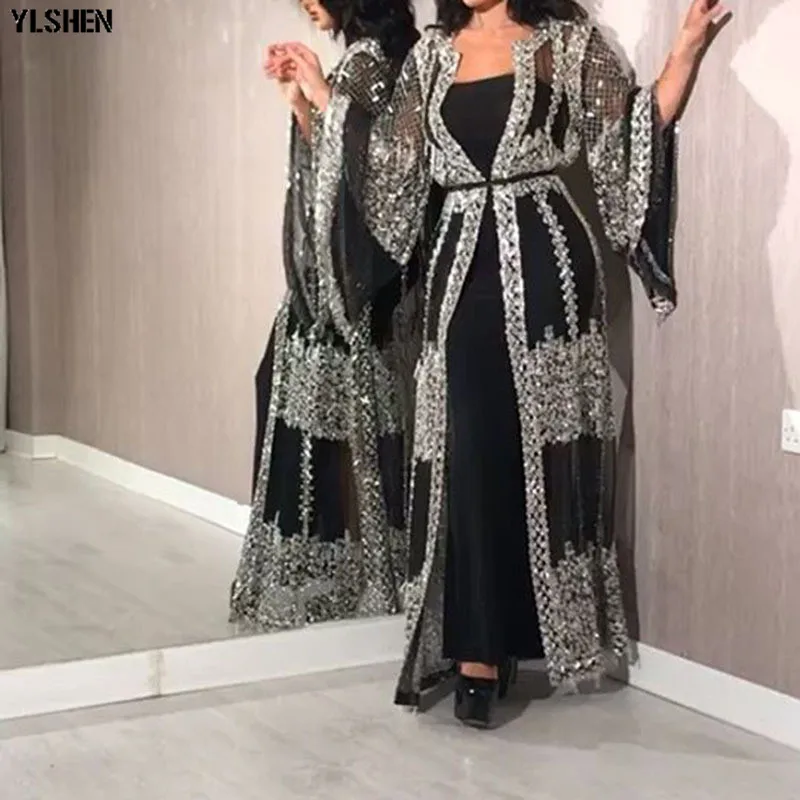 Black African Dresses for Women 2 Piece Set Dashiki African Dress Africa Clothes Girls Abaya Dubai Muslim Dress islam Clothing 02