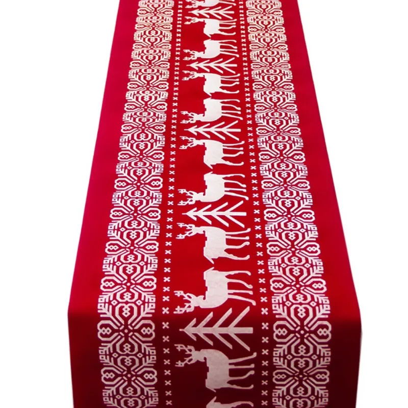 

Christmas Table Runners Tablecloth Xmas Elk Year Party Dinner Table Decoration for home Table Cover Party Supplies