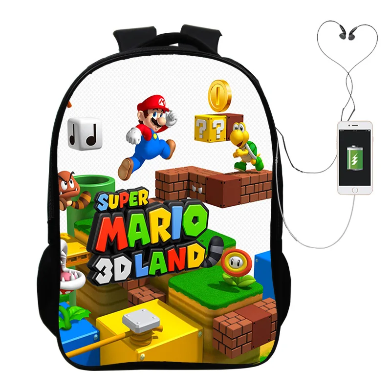 photo colour Популярная игра “Марио” Многофункциональный USB зарядный рюкзак для детей, для мальчиков, детей, подростков, мужские Школьные сумки дорожные сумки для ноутбуков - Цвет: photo colour