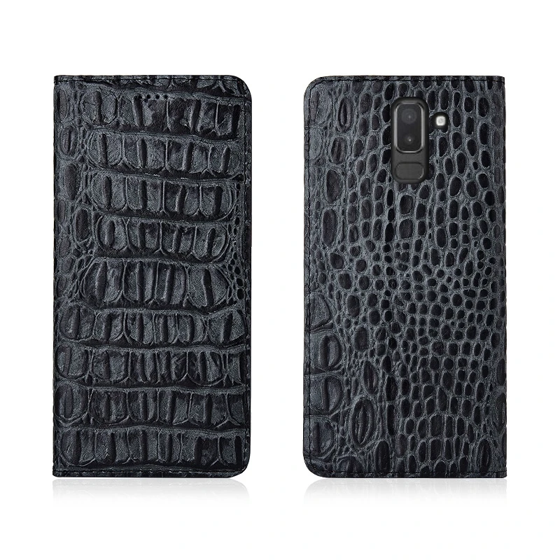 

Crocodile Back Pattern Genuine Real Leather Magnetic Flip Phone Bag For Samsung Galaxy J8 2018/Samsung Galaxy J6 2018 Phone Case