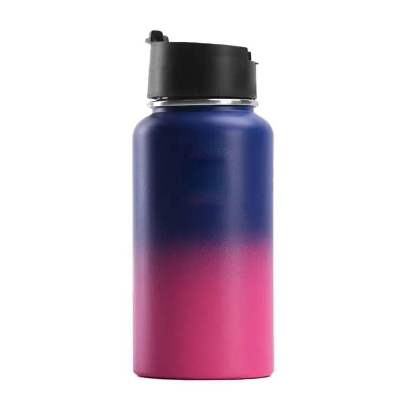 Blue pink gradient OOTDTY модная вакуумная колба из нержавеющей стали двойная переносная Спортивная бутылка - Цвет: Blue pink gradient