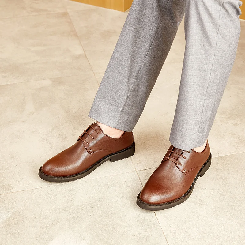 Classical Men Dress Flat Shoes lace up Men's Business dress Oxfords Casual Shoe Men Black Leatherwedding party Shoes Men Shoes 5