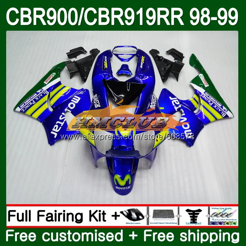 Средства ухода за кожей для HONDA CBR 919RR CBR900 RR CBR 919 RR 1998 1999 78CL. 9 Movistar Синий CBR900RR CBR919RR CBR 900RR CBR919 RR 98 99 обтекатель