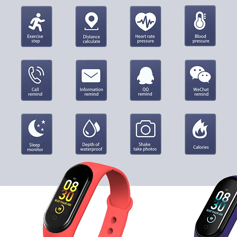 10 шт./лот M4 браслет Smartband браслет часы монитор сердечного ритма фитнес трекер активности кровяное давление Android Ios Спорт