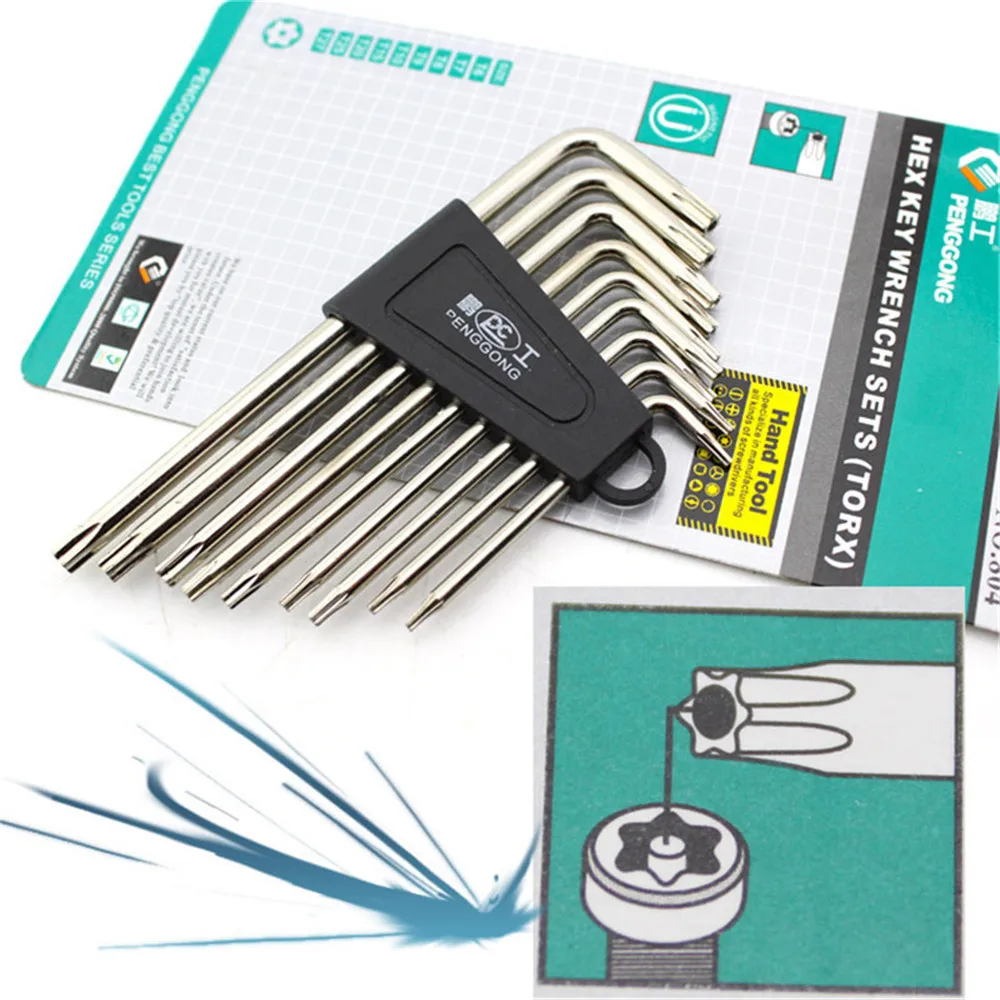 9 шт. Набор шестигранных ключей Torx l-образный инструмент для ремонта отвертка Набор инструментов полезный шестигранный набор ключей шестигранный ключ наборы ключей Torx l-образный