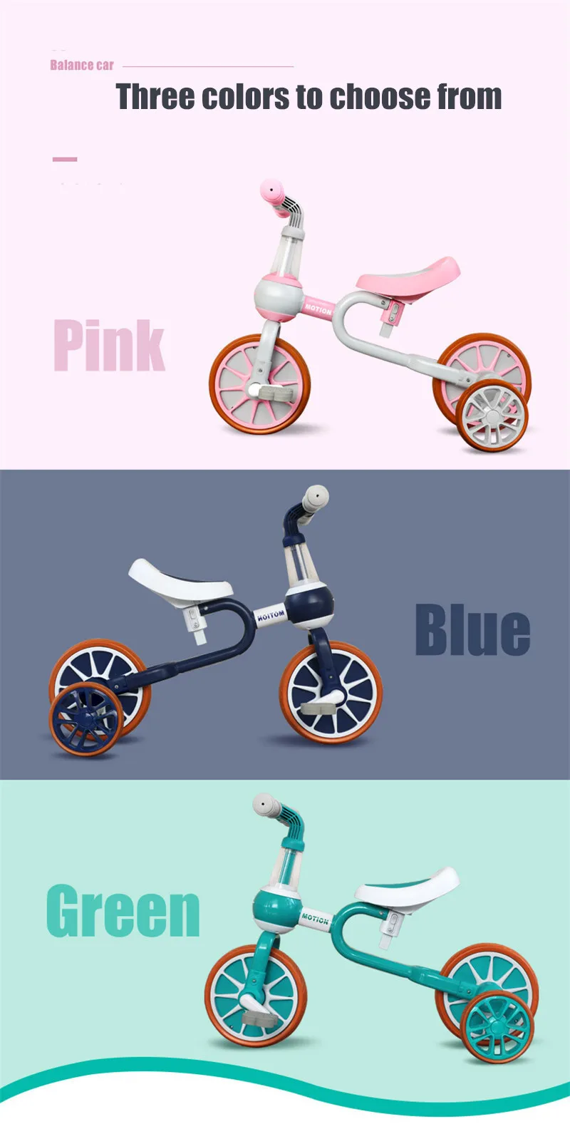 3 in 1 Kids Balance Bike Baby Push Bicycle For 2 3 4 Ages Child Toddler Learn to Ride Walker Multifunction Kids Ride on Toy