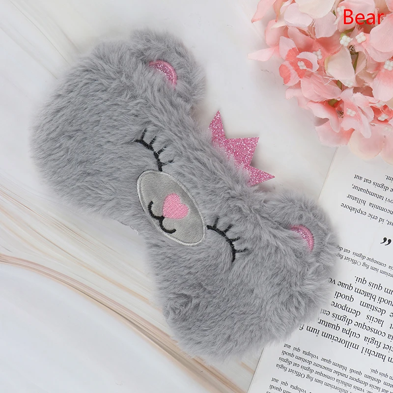 bear Маска глаза панды женские плюшевые животные мышь медведь глаз крышка милый плюшевый глаз маска девушка игрушка подходит для путешествий дома вечерние тени для век - Цвет: bear
