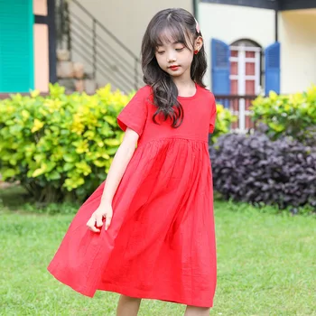 

2020 New Children's Clothing Baby Girl Cute Princess Dress Fashion Bow Design Cotton Short Sleeve Dress For 4-14 Year Old Girl