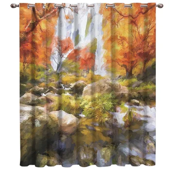 

Fall Waterfall Window Curtains Dark Living Room Curtain Rod Kitchen Drapes Fabric Indoor