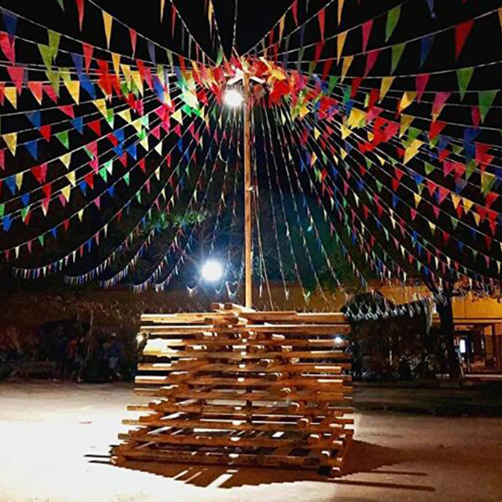 

40m Colorful Hanging Triangle Flag Buntings Outdoor Party Anniversary Banner Flags Pennant Festival Home Decoration Ornaments