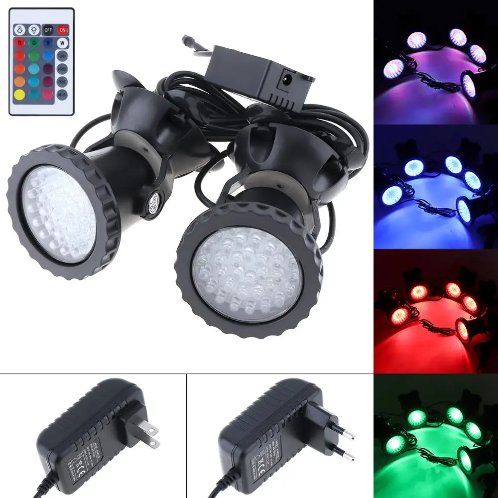 colour changing solar garden lights 1PCS - 5PCS Lights 36 LEDs Color Landscaping Spotlights Water Grass Light + Remote Control 16 Colors for Aquarium Fish Tank Pool under water light Underwater Lights