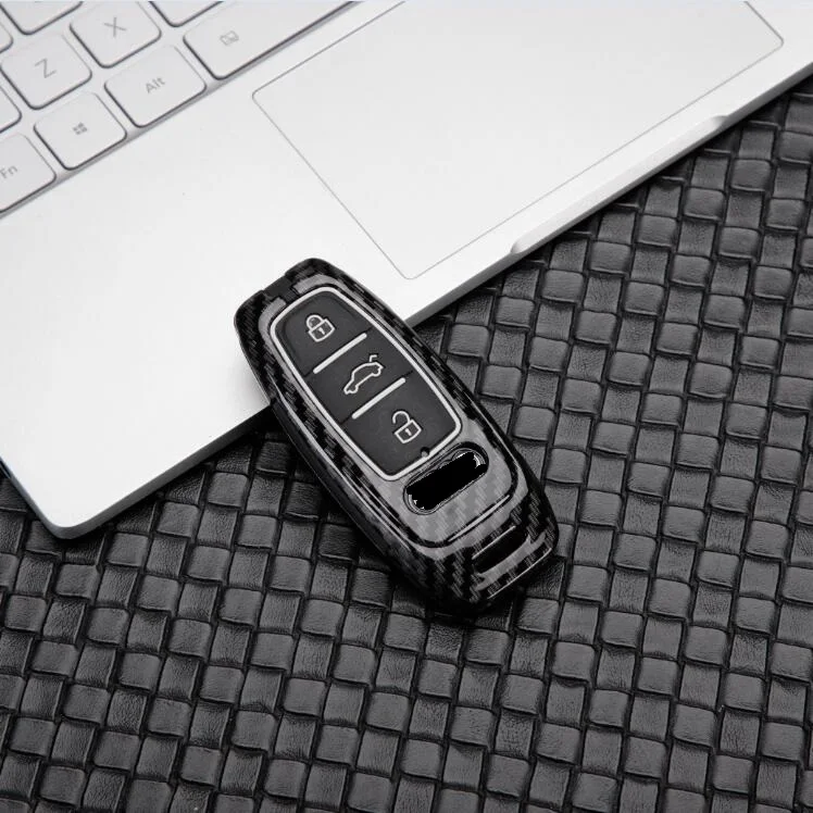Углеродное волокно сплав+ силиконовый чехол для ключей для автомобиля Audi A6 C8 A7 A8