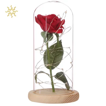 

Beauty and The Beast Rose Rose In LED Glass Dome Forever Rose Red Rose Valentine's Day Mother's Day Special Romantic Gift