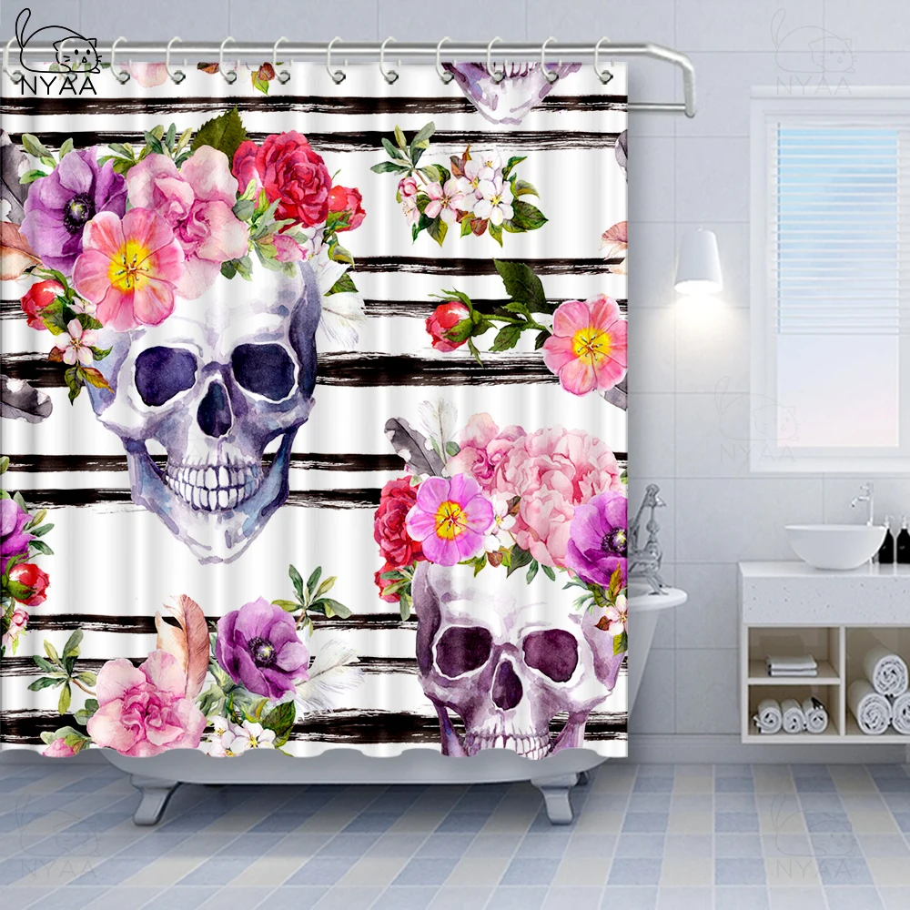 Занавеска для душа с ужасным сахарным черепом водонепроницаемая занавеска