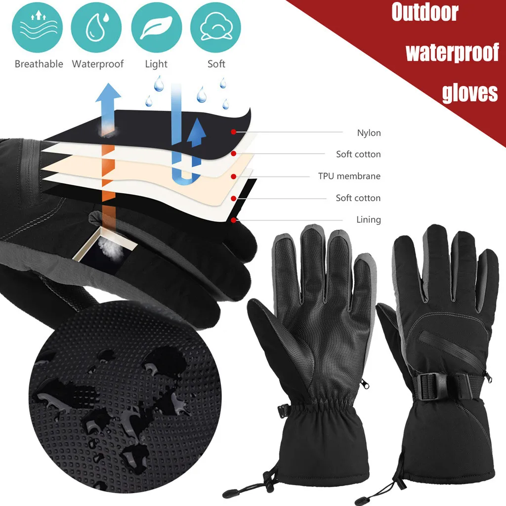 Waterproof Winter Warm Gloves Men Ski Gloves Snowboard Gloves Unisex Winter Thermal Outdoor Sports Non-slip Windproof Glove