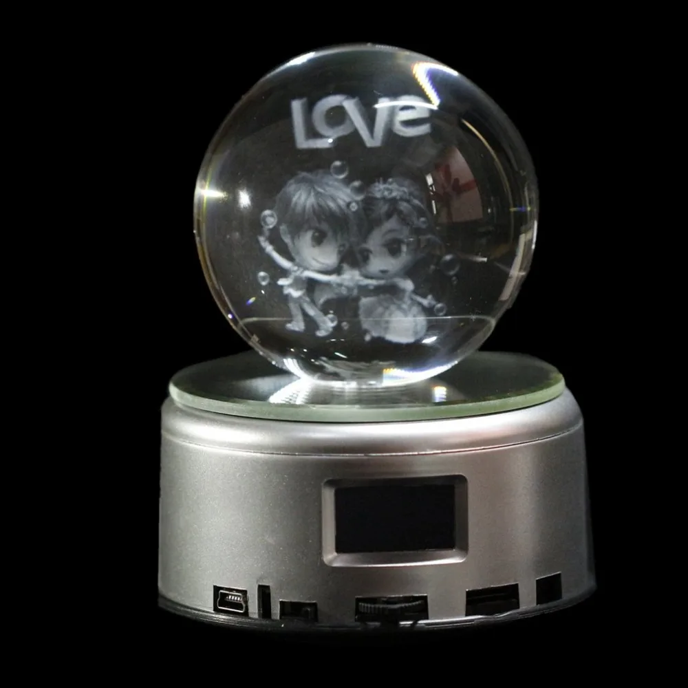 

Colorful LED Crystal Ball Music Box Home Decoration Music Box for Children Kids Birthday Gift Toys With Bluetooth Base