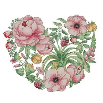 

Summer flower heart patterns Counted Cross Stitch 11CT 14CT 18CT DIY Cross Stitch Kits Embroidery Needlework Sets home decor