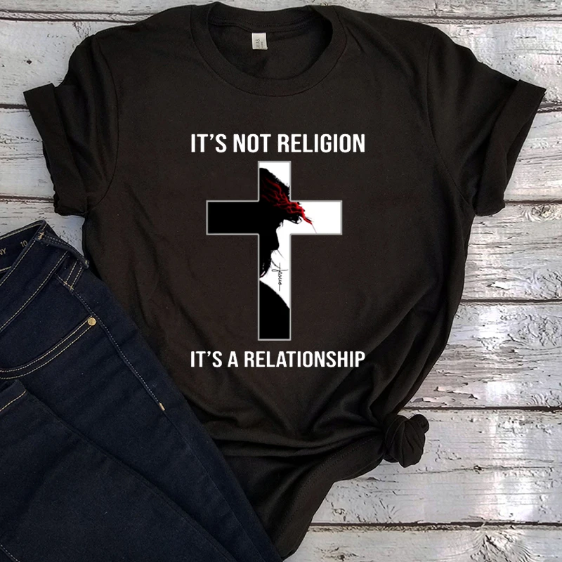 No es una religión, es una relación, camisetas camisetas cristianas, ropa camiseta de Jesús, ropa de calle Top para mujer - AliExpress