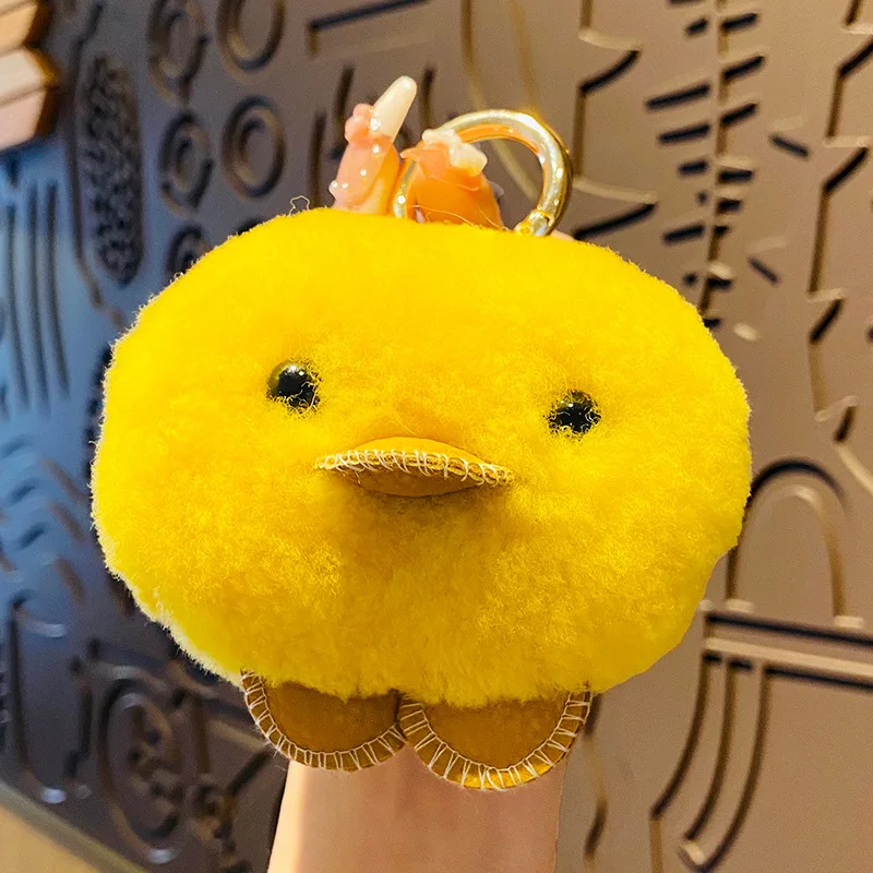 

Новинка милый плюшевый брелок для ключей в виде утенка из овечьего пера Подвеска для пары студентов Подвеска для рюкзака Креативные аксессуары на день рождения