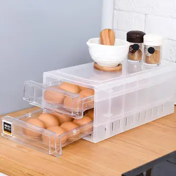 

24 Grid Double-Layer Egg Tray Storage Box Drawer Kitchen Refrigerator Container New