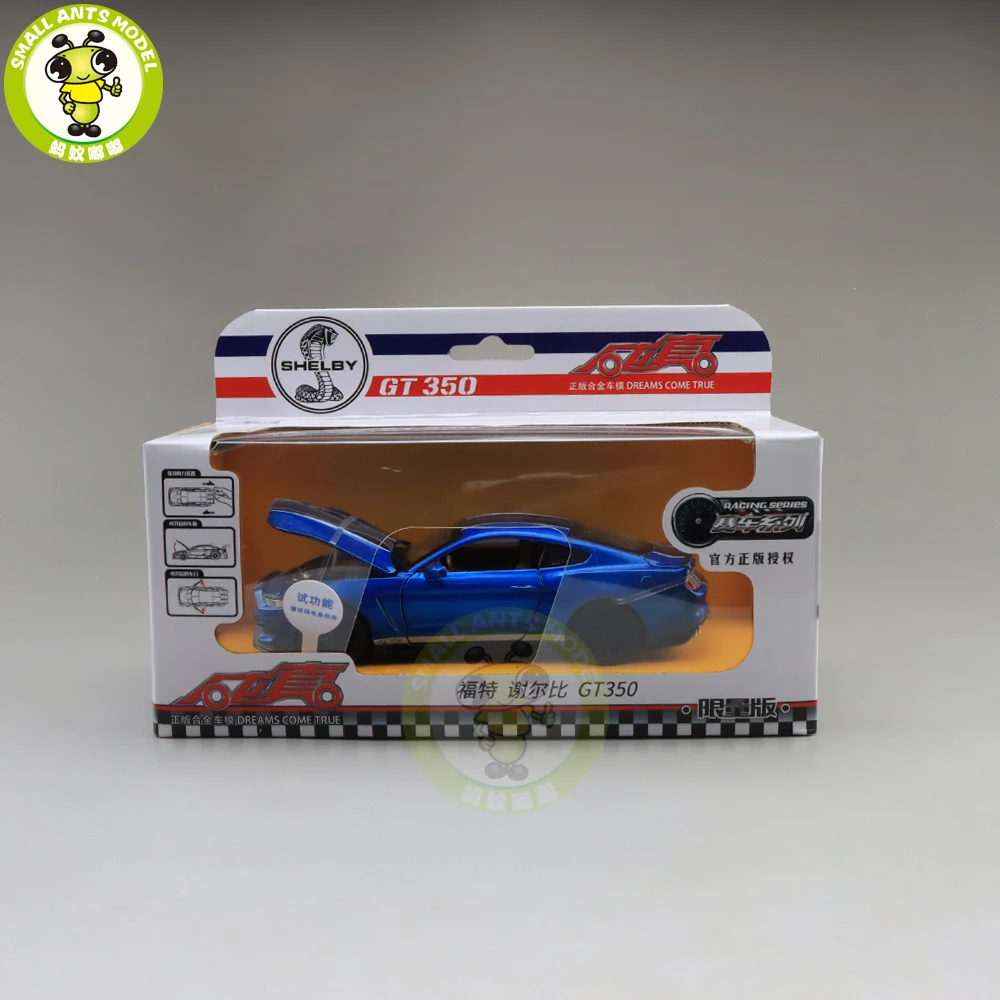 1/32 Ford Mustang Shelby GT350 литая модель автомобиля игрушки Дети Мальчики Девочки Подарки для детей - Цвет: Blue(with box)