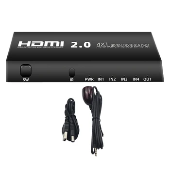 

4X1 HDMI Switch 4K 60Hz 4 Port HDMI Switch Box with IR Receiver 4 in 1 Out HDMI Switch Switcher Selector