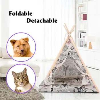 

Pet Dog House Foldable LinenKennels Washable Tent Puppy Cat Indoor Outdoor Portable Teepee Mat Dog Supplies