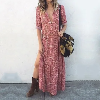 

Casual Loose Vestido Bohemian Style Printed Woman Dresses Long Sleeve Spring Autumn Women Dress