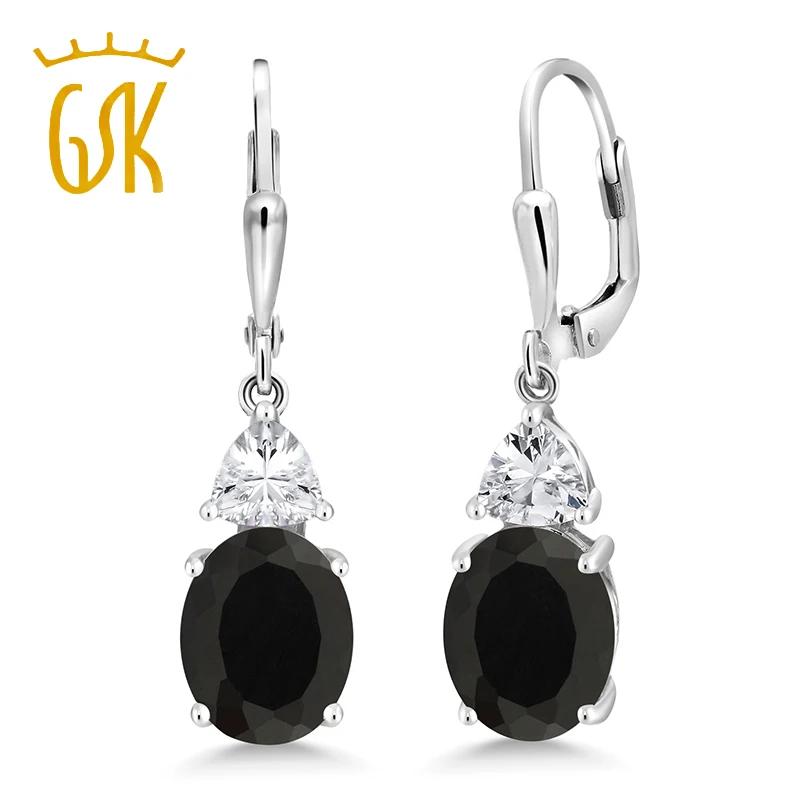 GemStoneKing 5.00Ct 925 пробы металлический браслет черный оникс Висячие серьги для женщин овальный камень 10X8 мм ювелирные украшения подарок