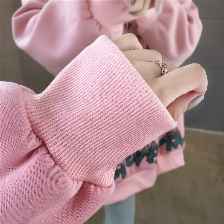 Большие размеры уличная одежда sudaderas mujer негабаритных женская одежда толстовки Толстовка с рисунком длинные Флисовые женские K0312