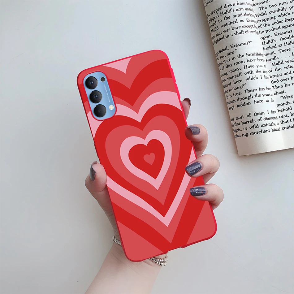 oppo cover For Oppo Reno4 Case Reno 4 Pro Soft Silicone Cute Heart Couple Phone Back Cover For Oppo Reno 4 Reno4 Pro 5G Cases Fundas Capa phone cover oppo