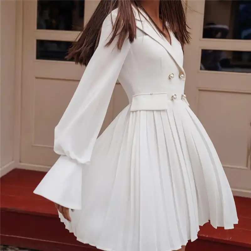 white fit and flare dress with sleeves