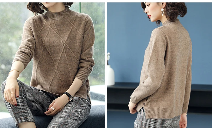 Beautiful Pink Turtleneck Sweater Women Autumn Winter Long Sleeve Pullover Sweater Female Knitted Tops Jumper Ladies