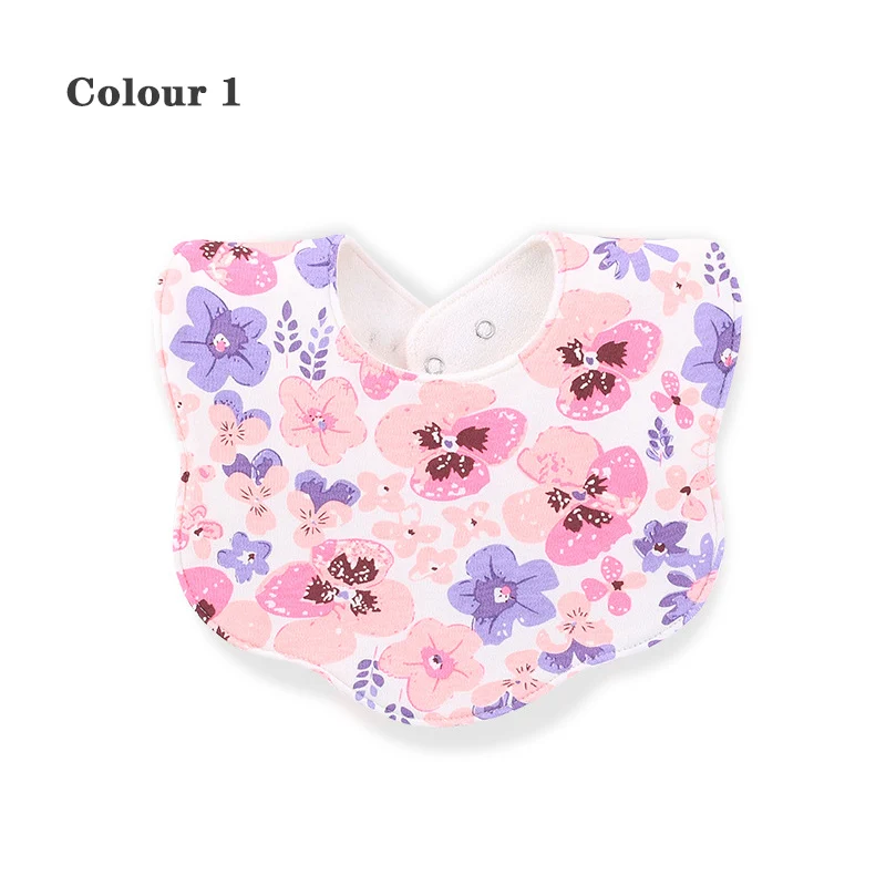 Printed Baby Cotton Bandana Bib Newborn Boy Girl Cartoon Circular Burp Cloth Absorbent Bib Waterproof Newborn Double Layer Towel