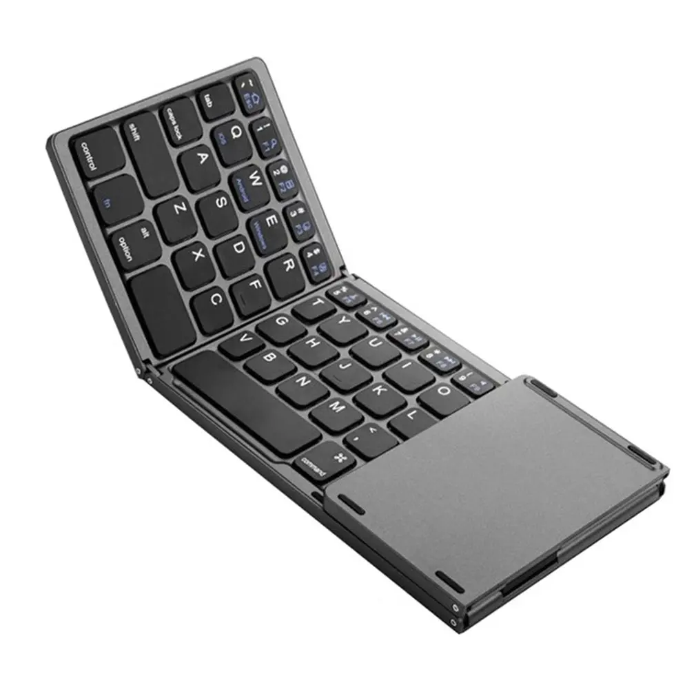 A18 Portable Twice Folding Bluetooth Keyboard BT Wireless Foldable Touchpad Keypad for IOS/Android/Windows ipad Tablet