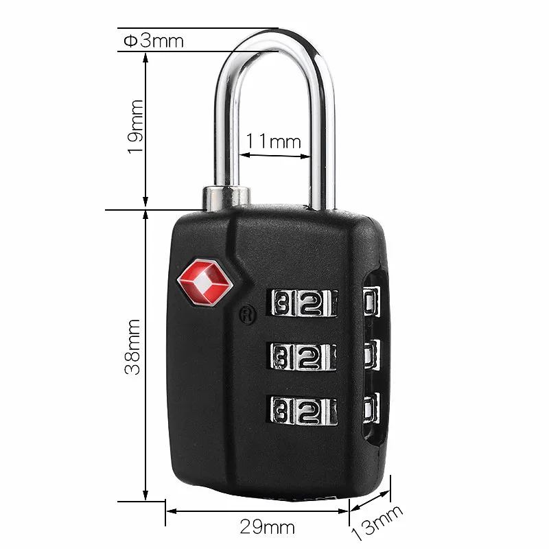 3-Bit TSA таможенный навесной замок с паролем мешок застежки-молнии для экспорта