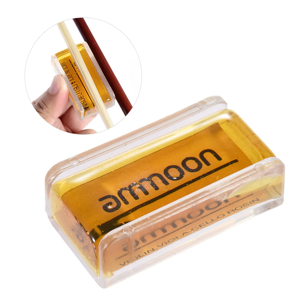 ammoon Natural Rosin Resin High-Class Transparent Orange with Cuboid Wood Box for Violin Viola Cello Handmade Light and